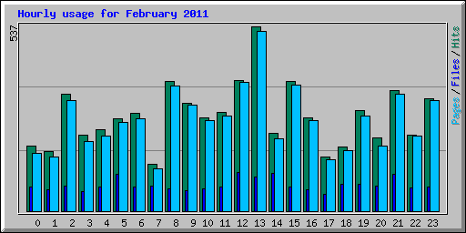 Hourly usage for February 2011